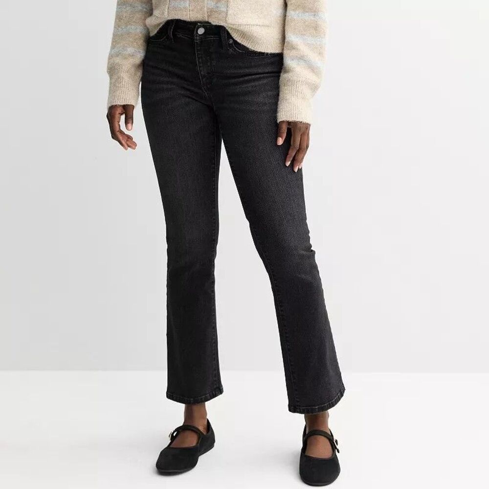 Sonoma Mid-Rise Bootcut Jeans Womens 8 Faded Black Stretch NEW